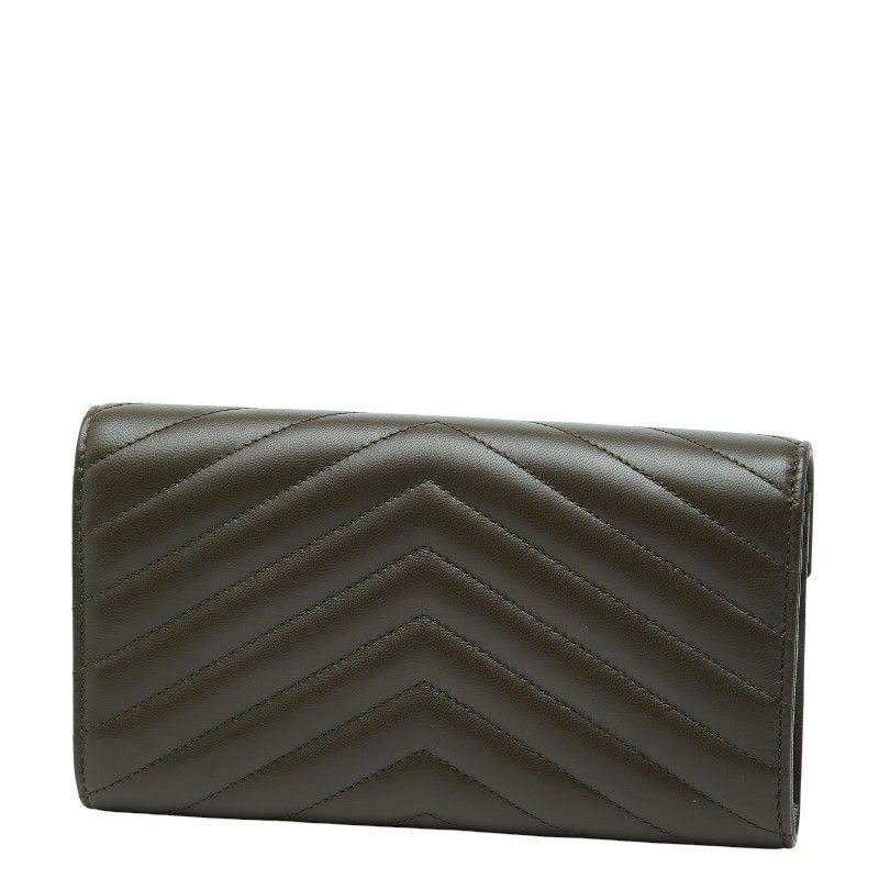 Saint Laurent Cassandra Stitch Khaki Leather
