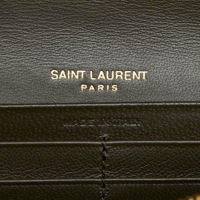Saint Laurent Cassandra Stitch Khaki Leather