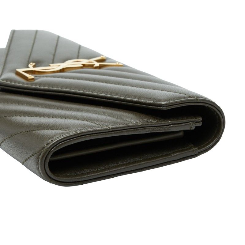 Saint Laurent Cassandra Stitch Khaki Leather