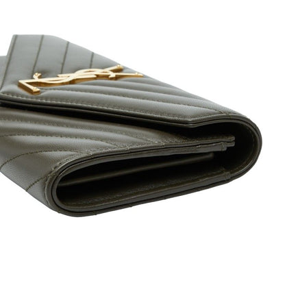 Saint Laurent Cassandra Stitch Khaki Leather