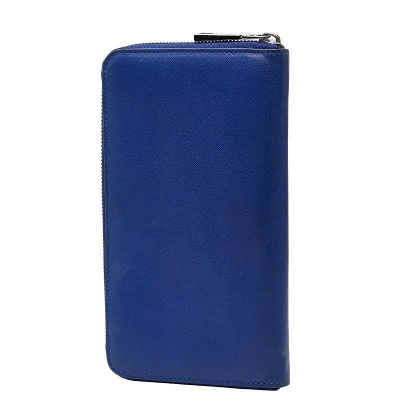 Versace Zip Around Wallet Blue Leather