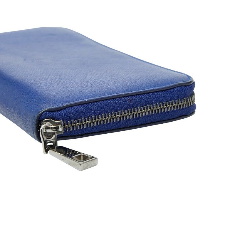 Versace Zip Around Wallet Blue Leather