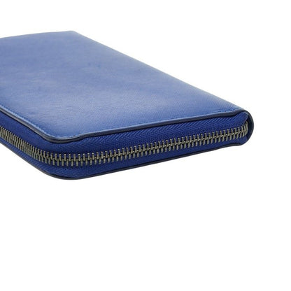 Versace Zip Around Wallet Blue Leather