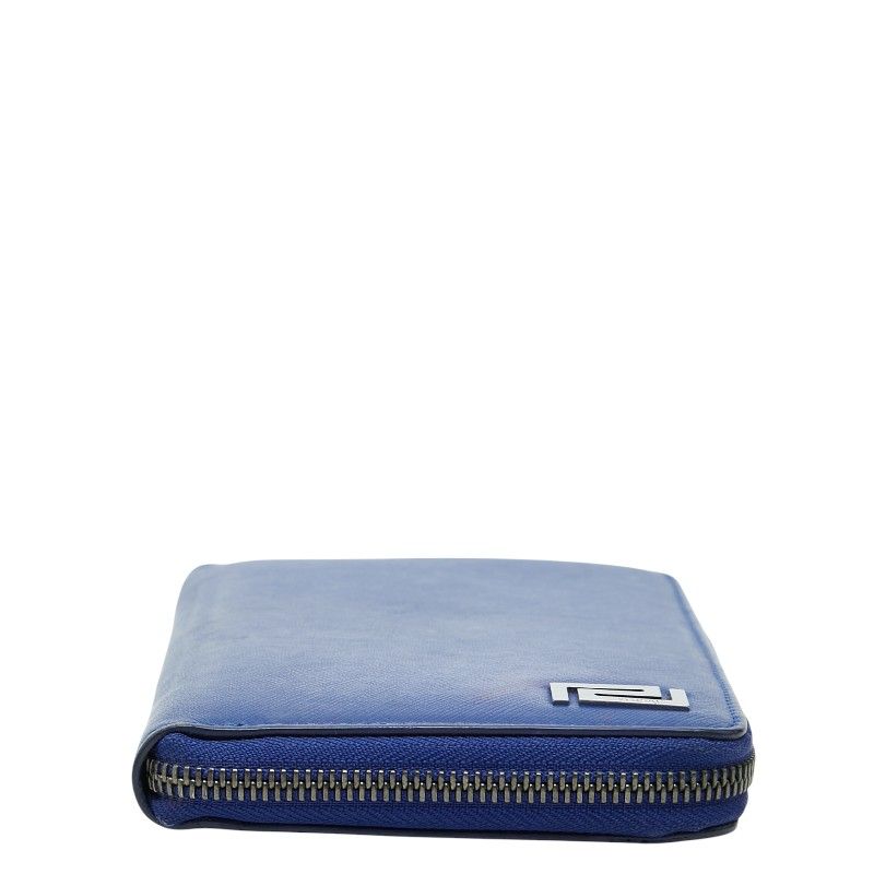 Versace Zip Around Wallet Blue Leather