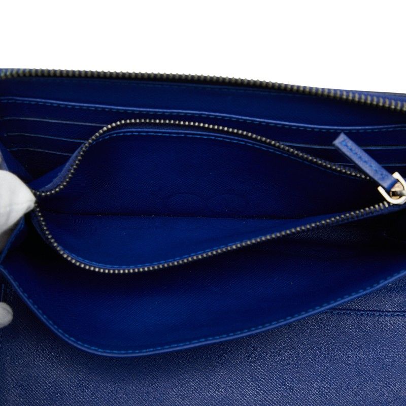 Versace Zip Around Wallet Blue Leather
