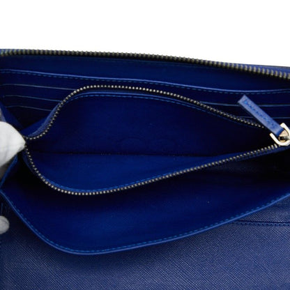 Versace Zip Around Wallet Blue Leather