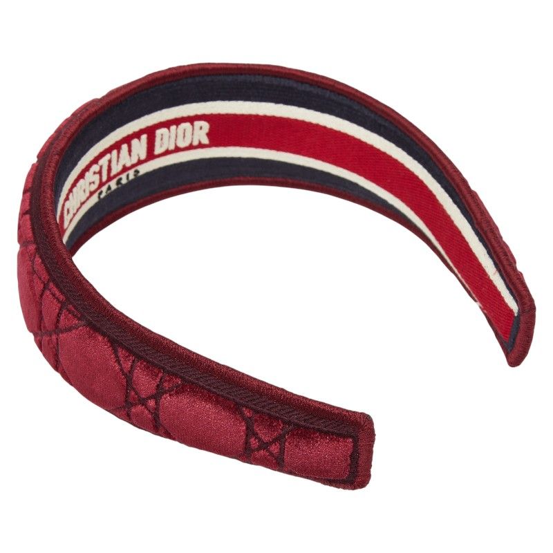 Dior Cannage Headband Hair Wine Red Velour
