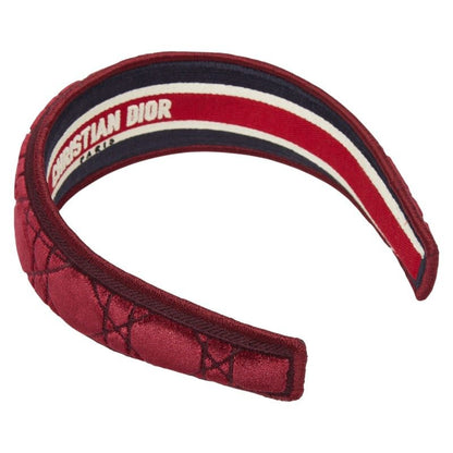 Dior Cannage Headband Hair Wine Red Velour