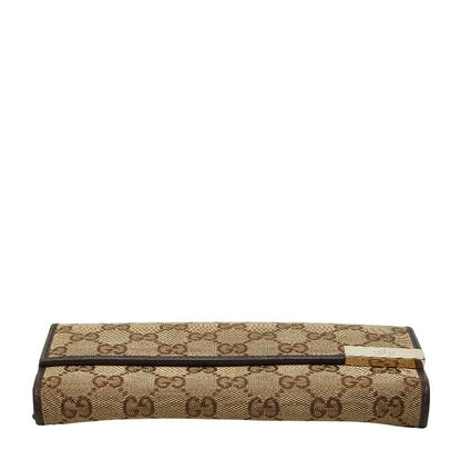 Gucci GG Canvas Chain Wallet Long Beige Brown
