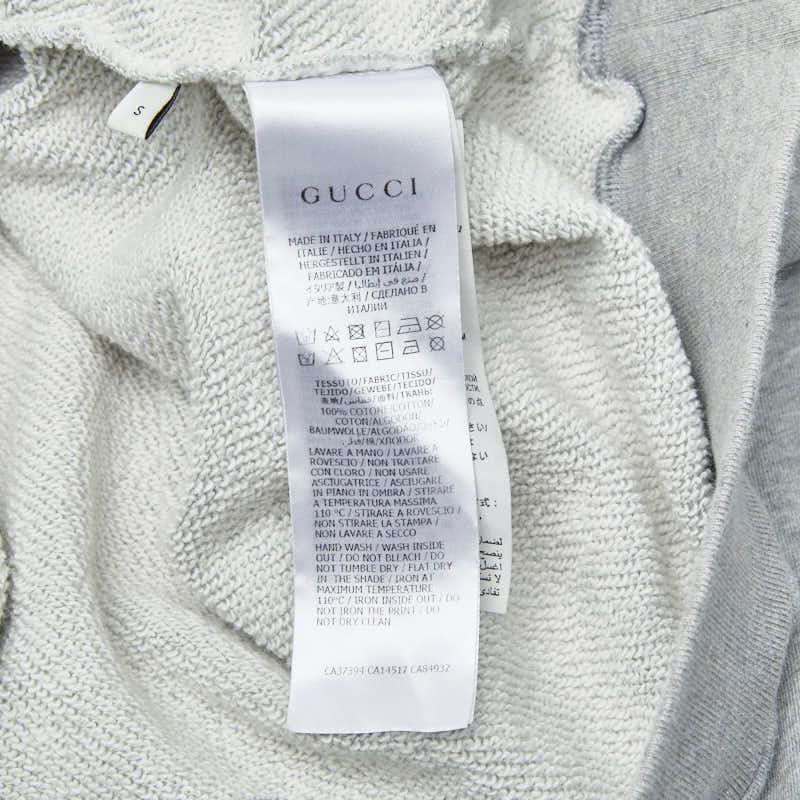 Gucci Logo Print Hoodie Pullover :s Gray Cotton