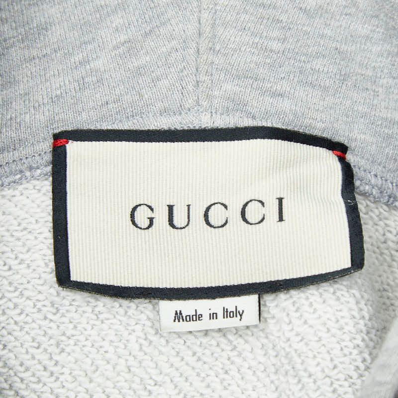 Gucci Logo Print Hoodie Pullover :s Gray Cotton