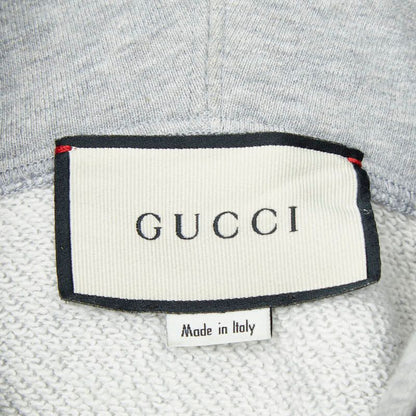 Gucci Logo Print Hoodie Pullover :s Gray Cotton