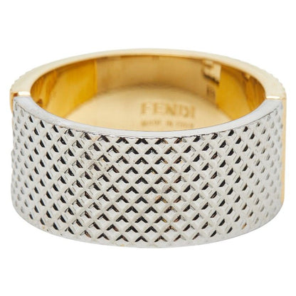 Fendi FF Logo Ring M Gold Silver Plated Metal