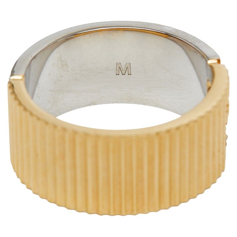 Fendi FF Logo Ring M Gold Silver Plated Metal