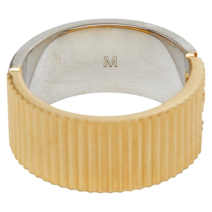 Fendi FF Logo Ring M Gold Silver Plated Metal