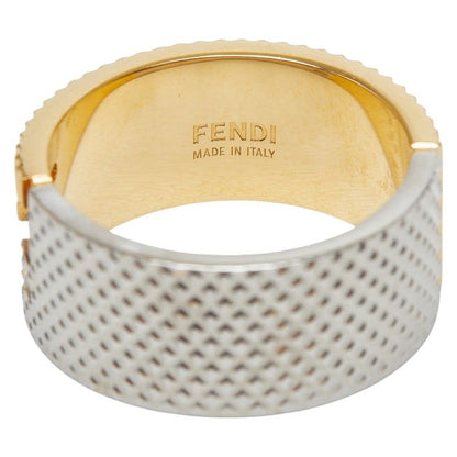 Fendi FF Logo Ring M Gold Silver Plated Metal