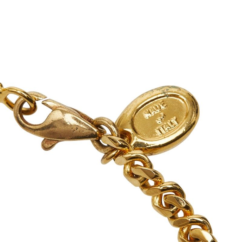 Celine Triomphe Chain Long Necklace Gold Plated Rhinestone