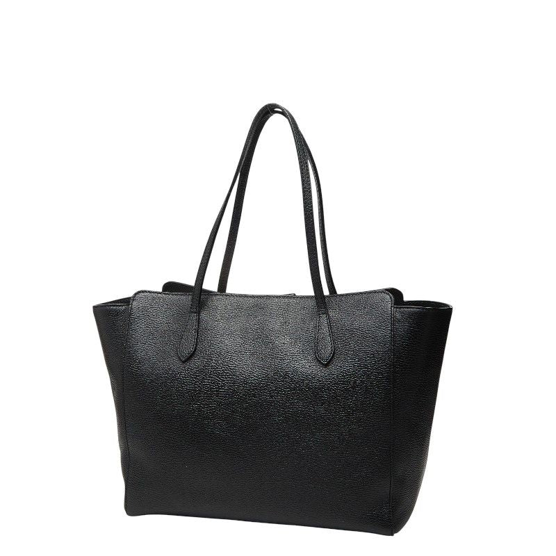 Gucci Swing Tote Shoulder Bag Black Leather