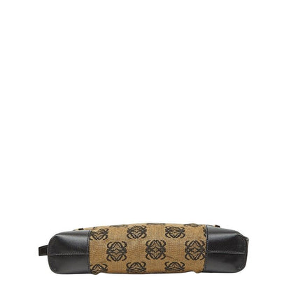 Loewe Anagram Shoulder Bag Brown Black Canvas Leather