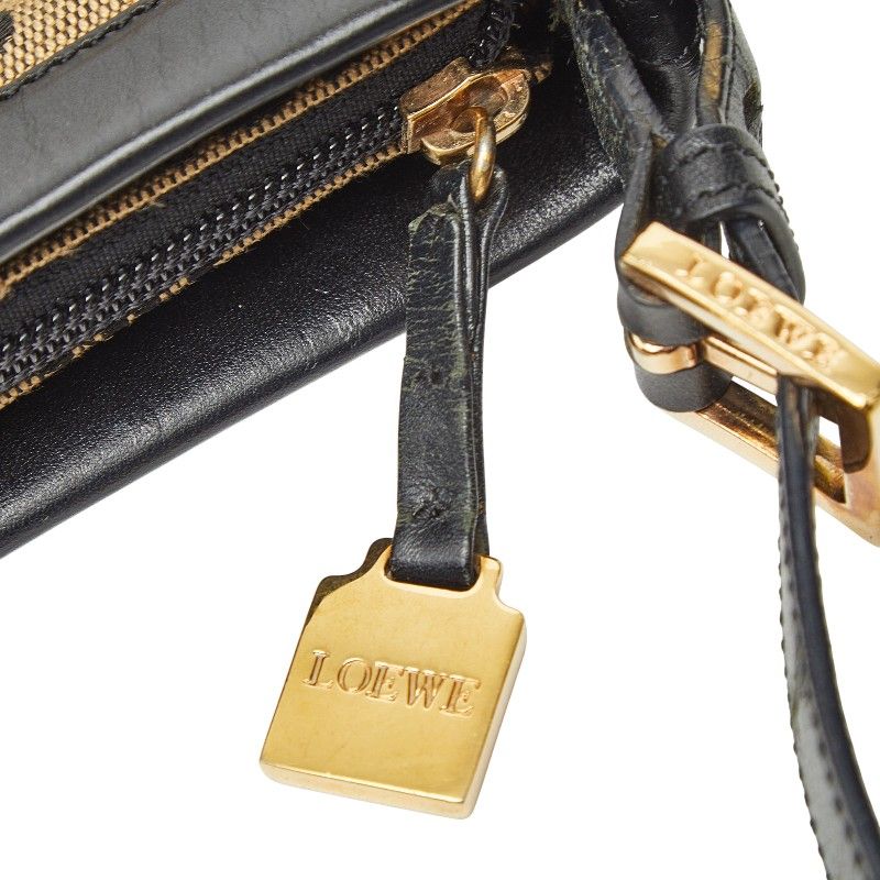 Loewe Anagram Shoulder Bag Brown Black Canvas Leather