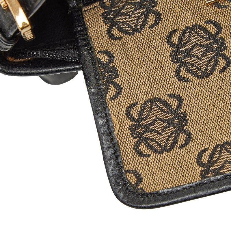 Loewe Anagram Shoulder Bag Brown Black Canvas Leather