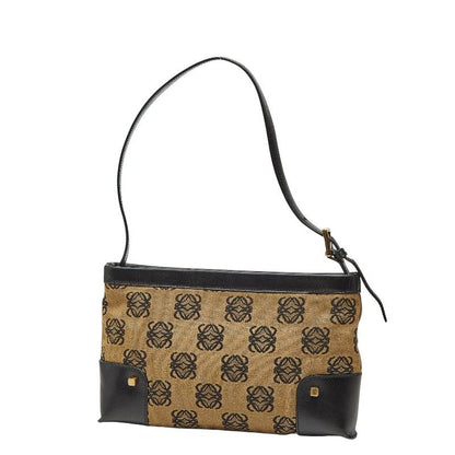 Loewe Anagram Shoulder Bag Brown Black Canvas Leather