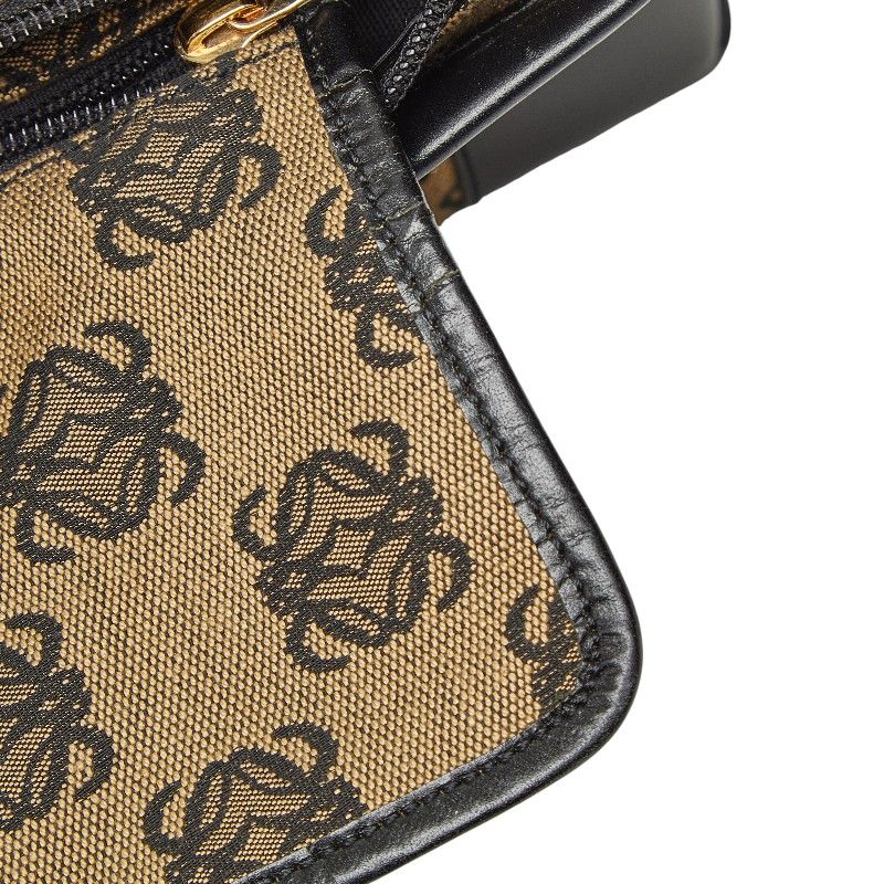 Loewe Anagram Shoulder Bag Brown Black Canvas Leather