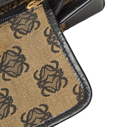 Loewe Anagram Shoulder Bag Brown Black Canvas Leather