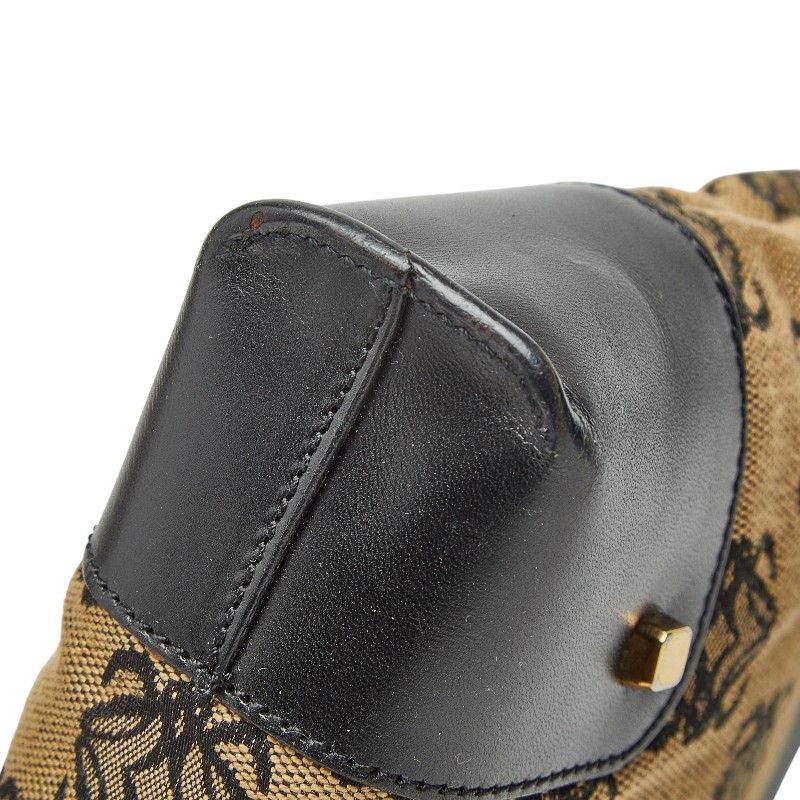 Loewe Anagram Shoulder Bag Brown Black Canvas Leather