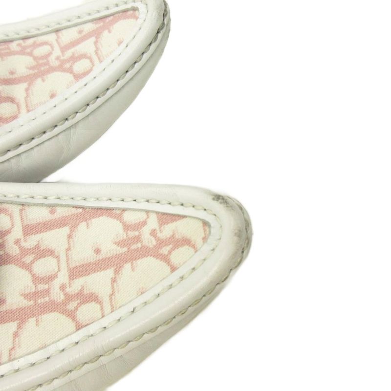 Dior Trotter Loafers Driving Shoes Leather White 35.5