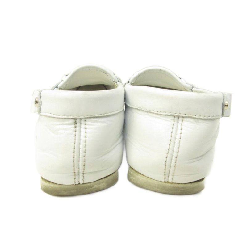 Dior Trotter Loafers Driving Shoes Leather White 35.5