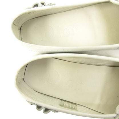 Dior Trotter Loafers Driving Shoes Leather White 35.5