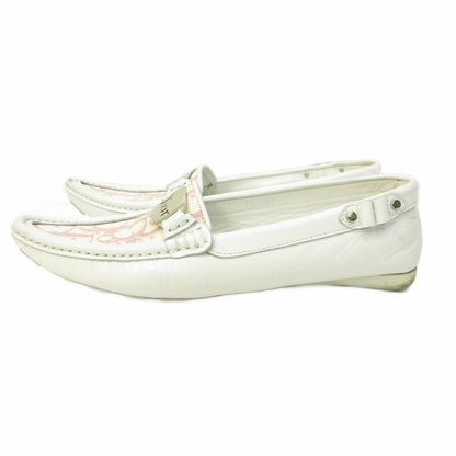 Dior Trotter Loafers Driving Shoes Leather White 35.5