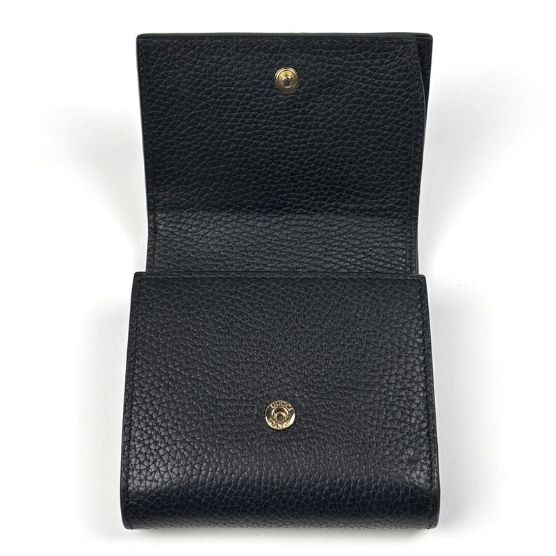 Gucci Horsebit Fold Wallet Billfold Coin Purse Bifold Leather Black