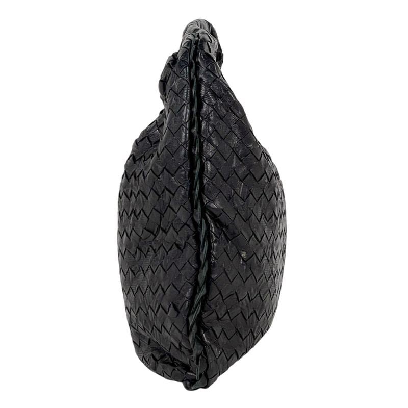 Bottega Veneta Intrecciato Shoulder Bag Leather Black