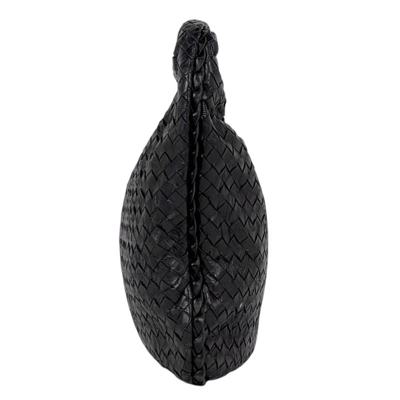 Bottega Veneta Intrecciato Shoulder Bag Leather Black
