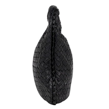 Bottega Veneta Intrecciato Shoulder Bag Leather Black