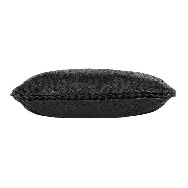 Bottega Veneta Intrecciato Shoulder Bag Leather Black