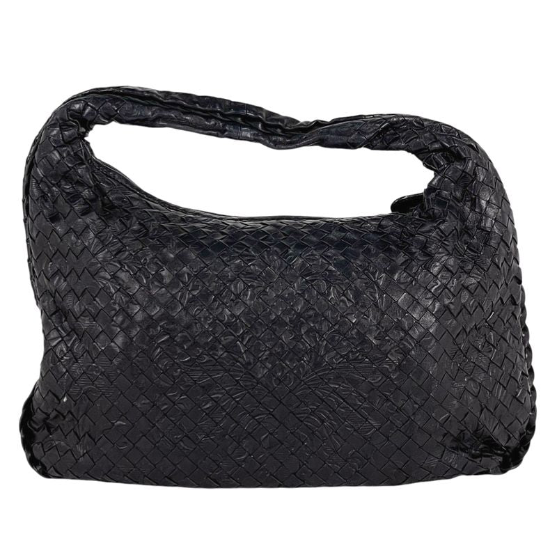 Bottega Veneta Intrecciato Shoulder Bag Leather Black