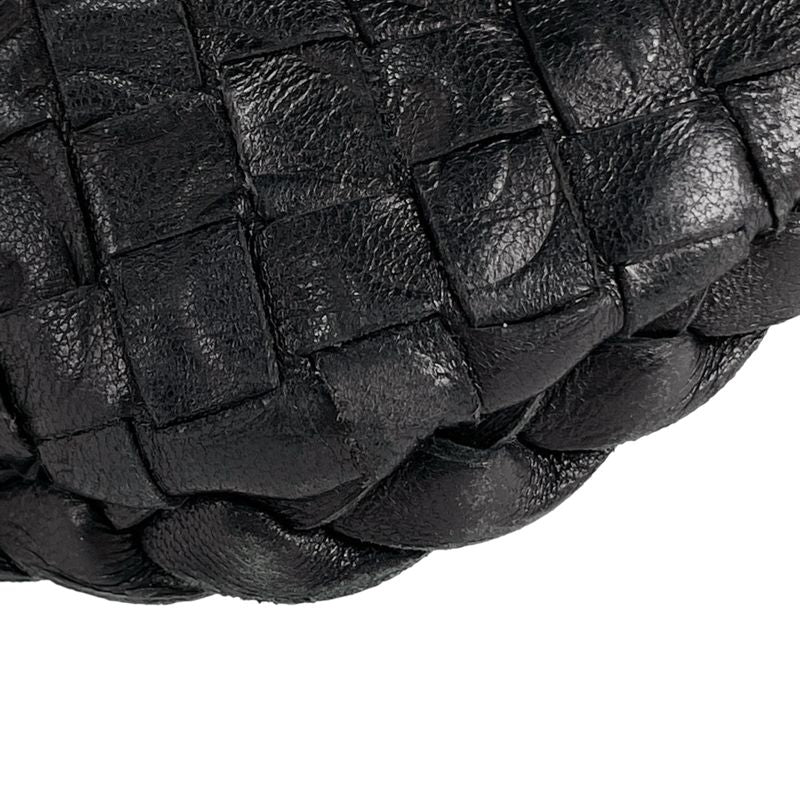 Bottega Veneta Intrecciato Shoulder Bag Leather Black