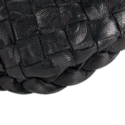 Bottega Veneta Intrecciato Shoulder Bag Leather Black