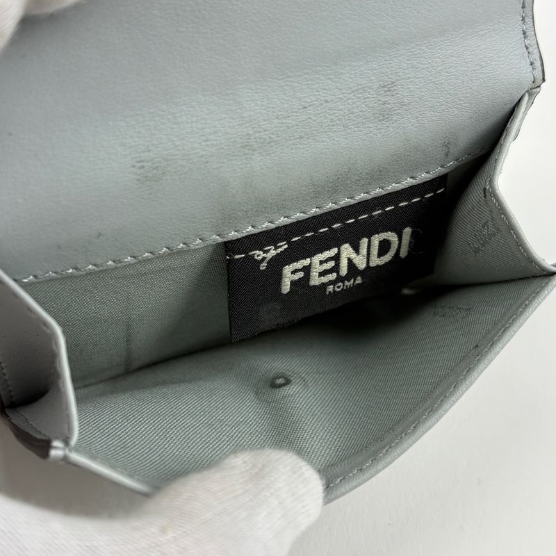 Fendi F's Trifold Wallet Logo Trifold Wallet Leather Light Gray