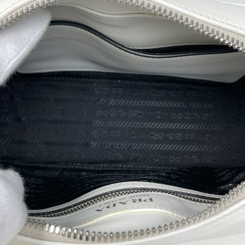 Prada Logo Shoulder Bag Leather White
