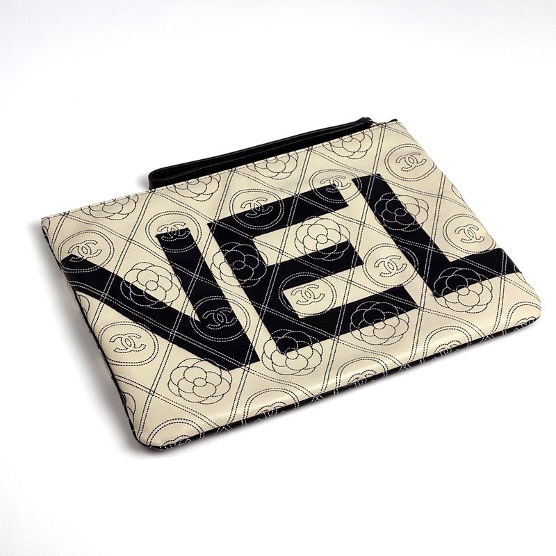 Chanel Camellia Clutch Pouch Second CC Logo