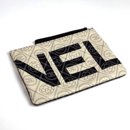 Chanel Camellia Clutch Pouch Second CC Logo