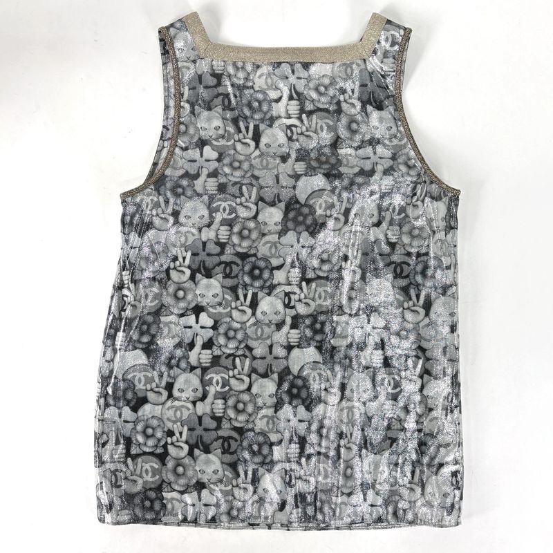 Chanel CC Logo Sleeveless Top Tank Top Choupette Top