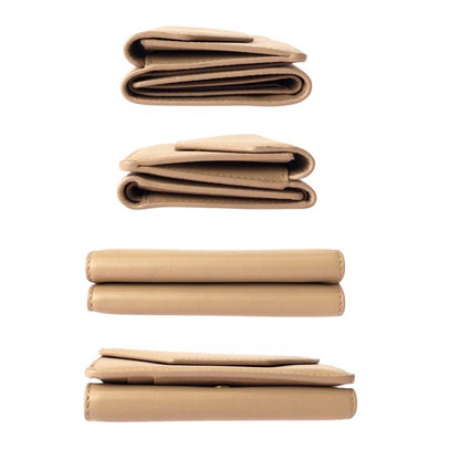 Balenciaga Beige Gold Leather Fold Wallet Compact