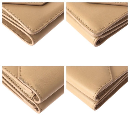 Balenciaga Beige Gold Leather Fold Wallet Compact