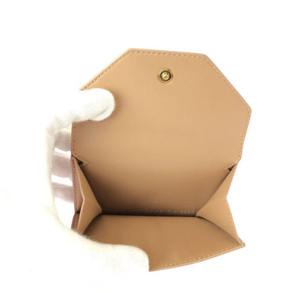 Balenciaga Beige Gold Leather Fold Wallet Compact