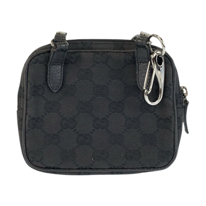 Gucci Black Silver GG Canvas Leather Shoulder Bag Pochette